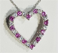 Sterling Silver Pink Sapphire Heart Shaped