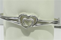 Sterling Silver 30 Diamond Heart Shaped Bracelet