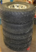Set of 4 - 8 Lug Wheels, Tires, Center Caps,