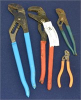 4 Pair Various Size Channel Lock Pliers