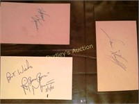 3 AUTOGRAPHED INDEX CARDS - SAM HUFF, RAY "BOOM BO