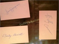 3 AUTOGRAPHED INDEX CARDS - BILLY CANNON, SONNY JU