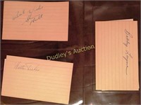 3 AUTOGRAPHED INDEX CARDS - BOBBY LAYNE, WALTER DU