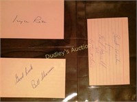 3 AUTOGRAPHED INDEX CARDS - EARL MORRALL, R. ROTE