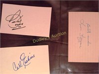3 AUTOGRAPHED INDEX CARDS - LEON WAGNER, BILL LEE
