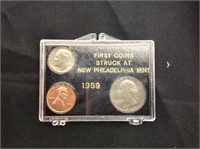 FIRST COINS STRUCK PHILEDELPHIA MINT 1969