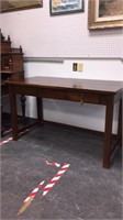 DARK WOOD DESK WITH 3 DRAWERS  AND KEYS 57"x27
