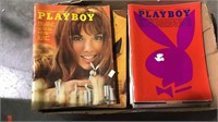 Box of nine vintage 1970s playboy magazines and
