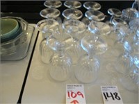 LOT, (11) STEMMED WATER GLASSES