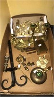 Tray lot of brass items like leave dishes a