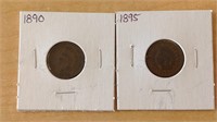 1890 & 1895 Indian head penny's