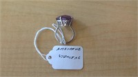 Sterling silver ring with large amethyst stone