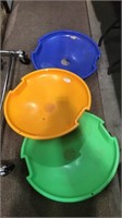 Three vintage multicolor snow saucers 26 inches