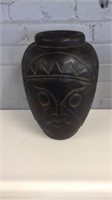 Wood carved African vase