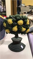 Cast iron pear tree doorstop 10 inches tall