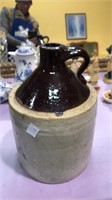1 gallon pottery stoneware brown and white jug