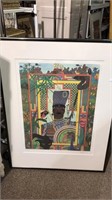 Framed and matted African art print pencil signed
