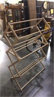 Unpainted wood clothes drying rack with 3 racks