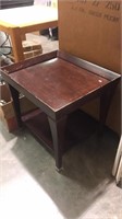 Mahogany side table with shelf below 24 inches