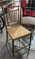 Unusual gold painted chair with splint oak seat