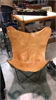 Modern design light brown / tan real leather chair