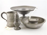 Nice Pewter lot to include: 10” raised compote,