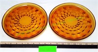 Amber Pressed Glass Plates