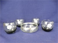 (4)- Houston Oiler Glasses With sterling Silver
