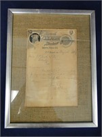 Framed History- AH Pierce letter To J.F. Smith