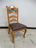 Large Pine Dining Chair with Wrought Iron Accents