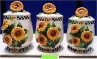 Cardia Set of 3 Sunflower Porcelain Jars