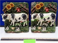 Pair of Decorative Cow Wall Plaques
