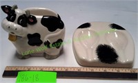Porcelain Cow Napkin Holder & Spoon Rest
