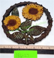 Vintage Cast-Iron Sunflower Trivet