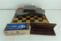 Lot of Cases & Folding Wooden Chess / Checkers
