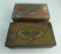 Vintage Tin POM POM Cigar Box and Cigar