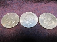 3pc Eisenhower Dollars "Ike" Dollars
