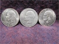 3pc Eisenhower Dollars "Ike" Dollars