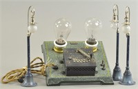 a/ LOT OF THREE BING ELECTRIC LAMPS AND RHEOSTAT