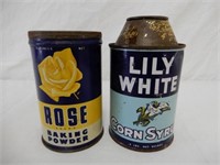 LOT OF 2 TORONTO CANS - LILY WHITE CORN SYRUP 2
