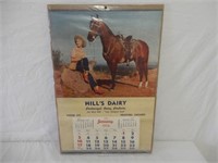 1954 HILL'S DAIRY PAPER CALENDAR -  BLONDE AT BAY