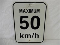 MAXIMUM 50 KM/H S/S ALUM. SIGN - 15" X 11 1/2" -