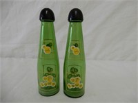 PAIR OF GLASS UP-TOWN SALT & PEPPER SHAKERS- GOOD