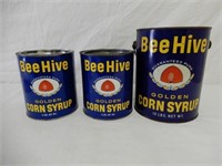 LOT OF 3 BEEHIVE GOLDEN CORN SYRUP CANS - 2 -  5