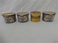 LOT OF 4 CARDBOARD HONEY CONTAINERS - 3 PURE