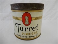 TURRET CIGARETTE TOBACCO 1/2 LB. 70 CENT TIN -