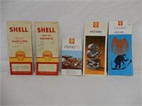 LOT OF 5 SHELL MAPS - 4 ONTARIO 1957-1970 - EXPO