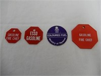 LOT OF 4 GAS TAGS - 2 PLASTIC FIRE CHIEF -