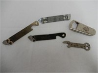 LOT OF 5 METAL BOTTLE OPENERS - SHELL -VICEROY -