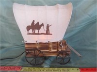 Covered Wagon Wood Western Lamp